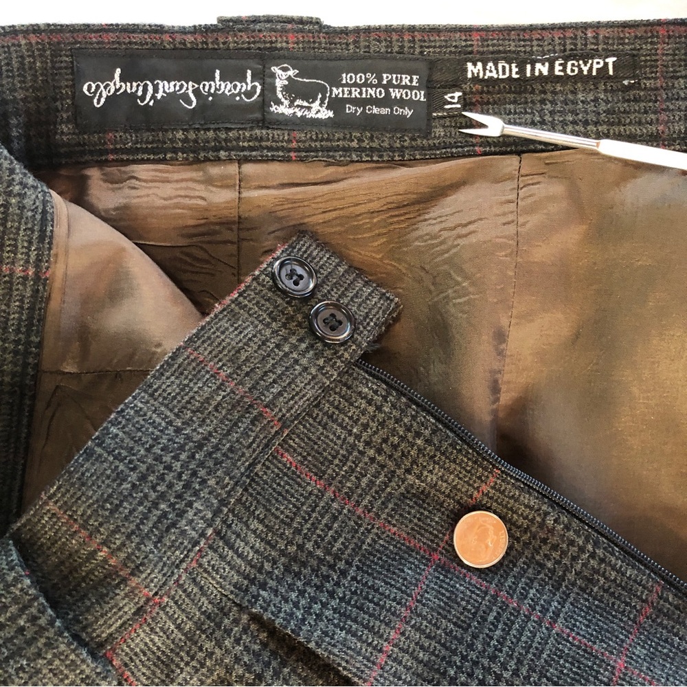 Vintage Giorgio Sant’Angelo Glen Check Plaid Wool Pants Gray Red - Picture 17 of 17